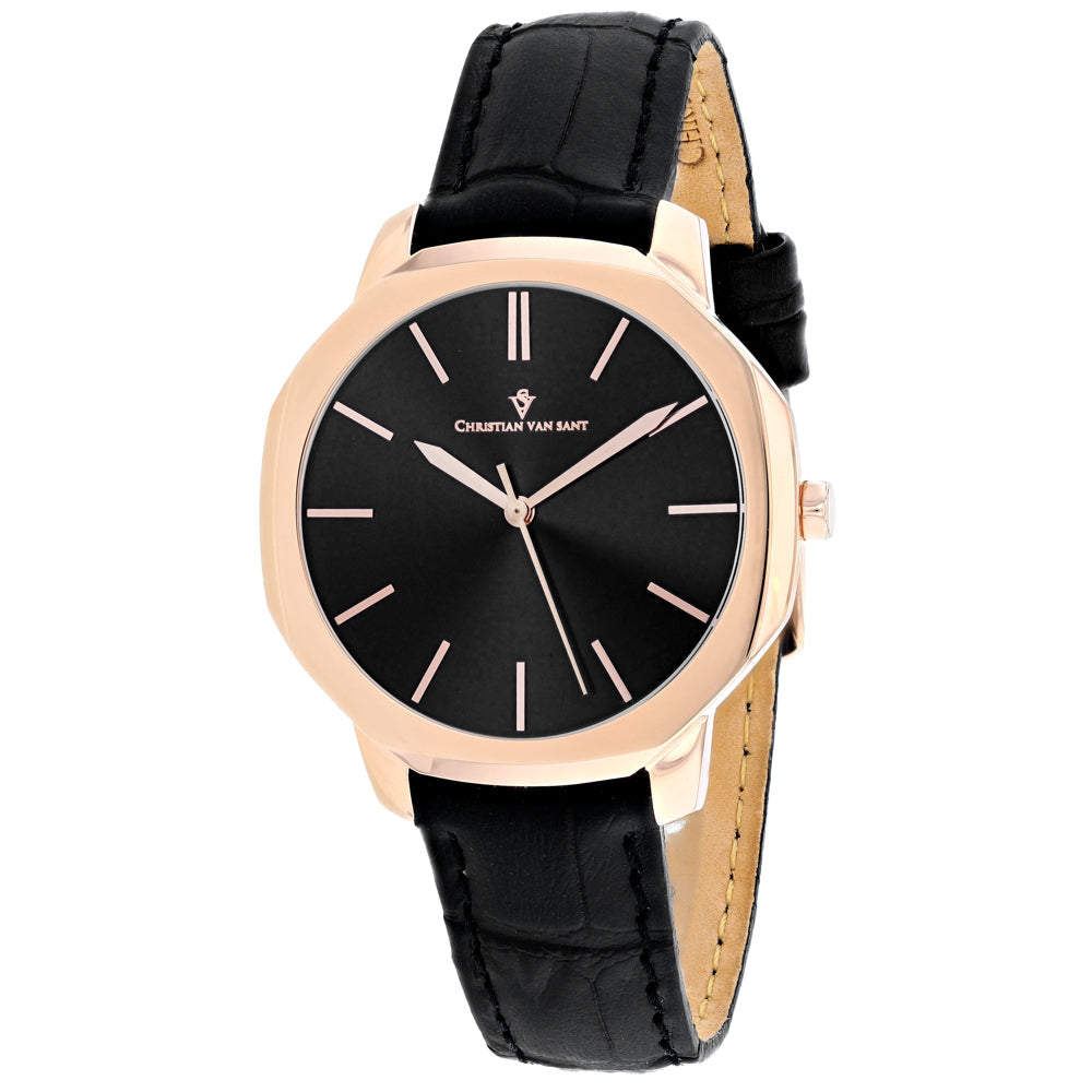 Christian Van Sant Women's Octave Slim Black Round 37mm