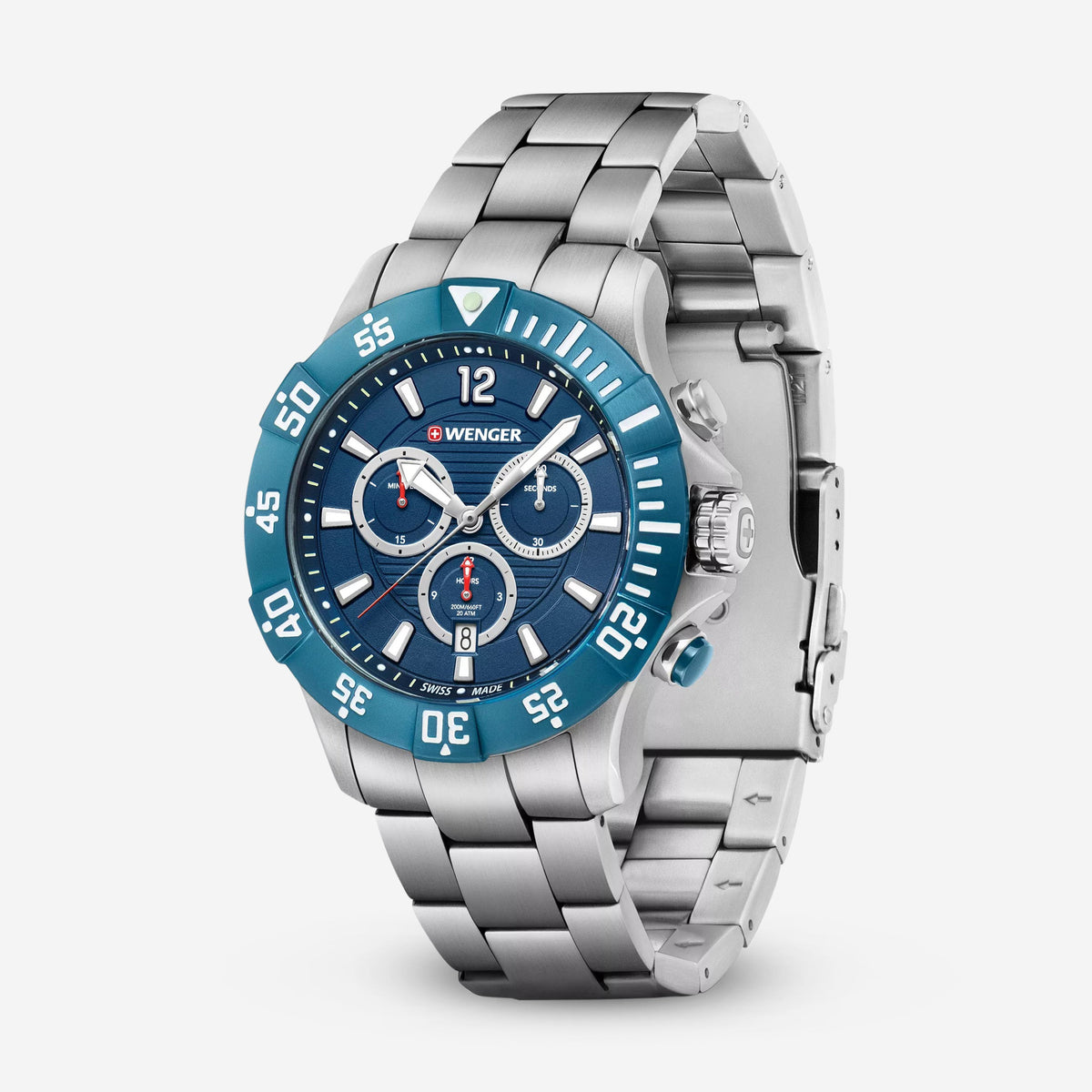 WENGER Swiss Army Men's 01.0643.119 Seaforce Blue Dial Chronograph Watch 43mm