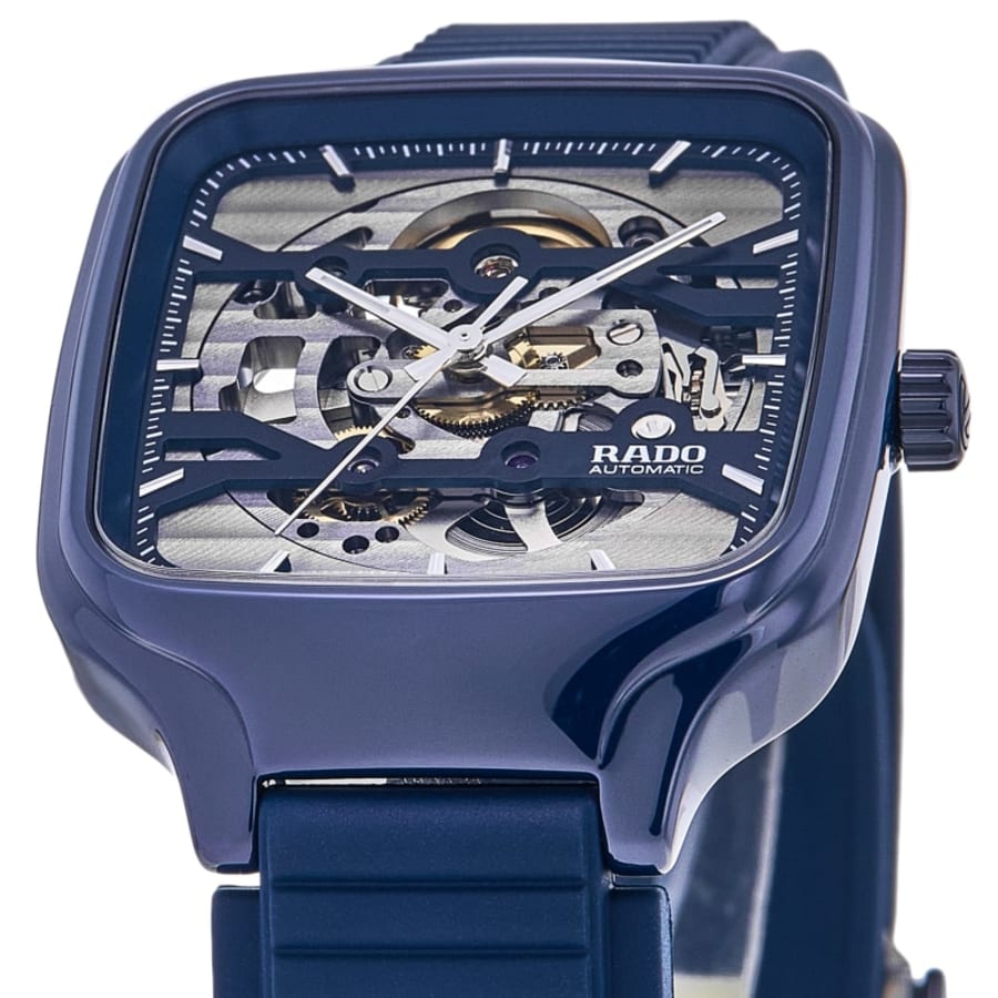 Rado True Square Automatic Skeleton Rhodium Rubber Strap Unisex Watch R27178205