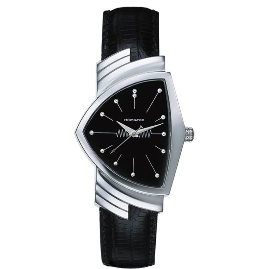 Hamilton Ventura Quartz Black Dial Leather Strap Men's Watch H24411732
