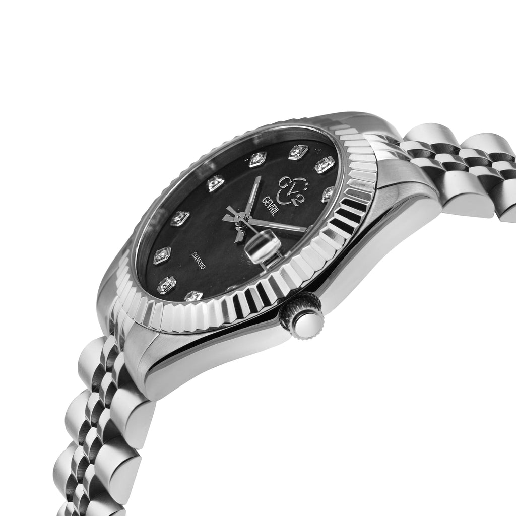 GV2 Naples Women's Black Dial Steel Watch