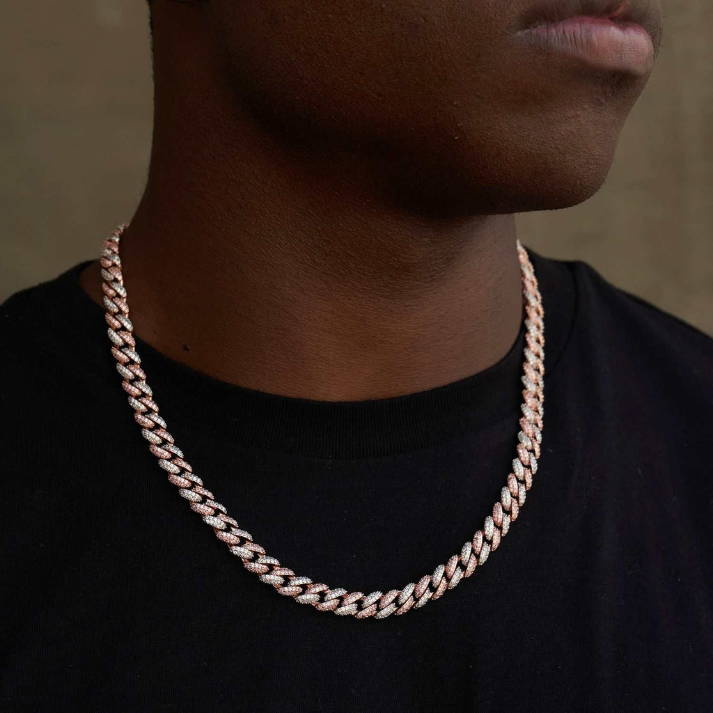 GLD Diamond Cuban Chain in Rose/White Gold - 8.5mm