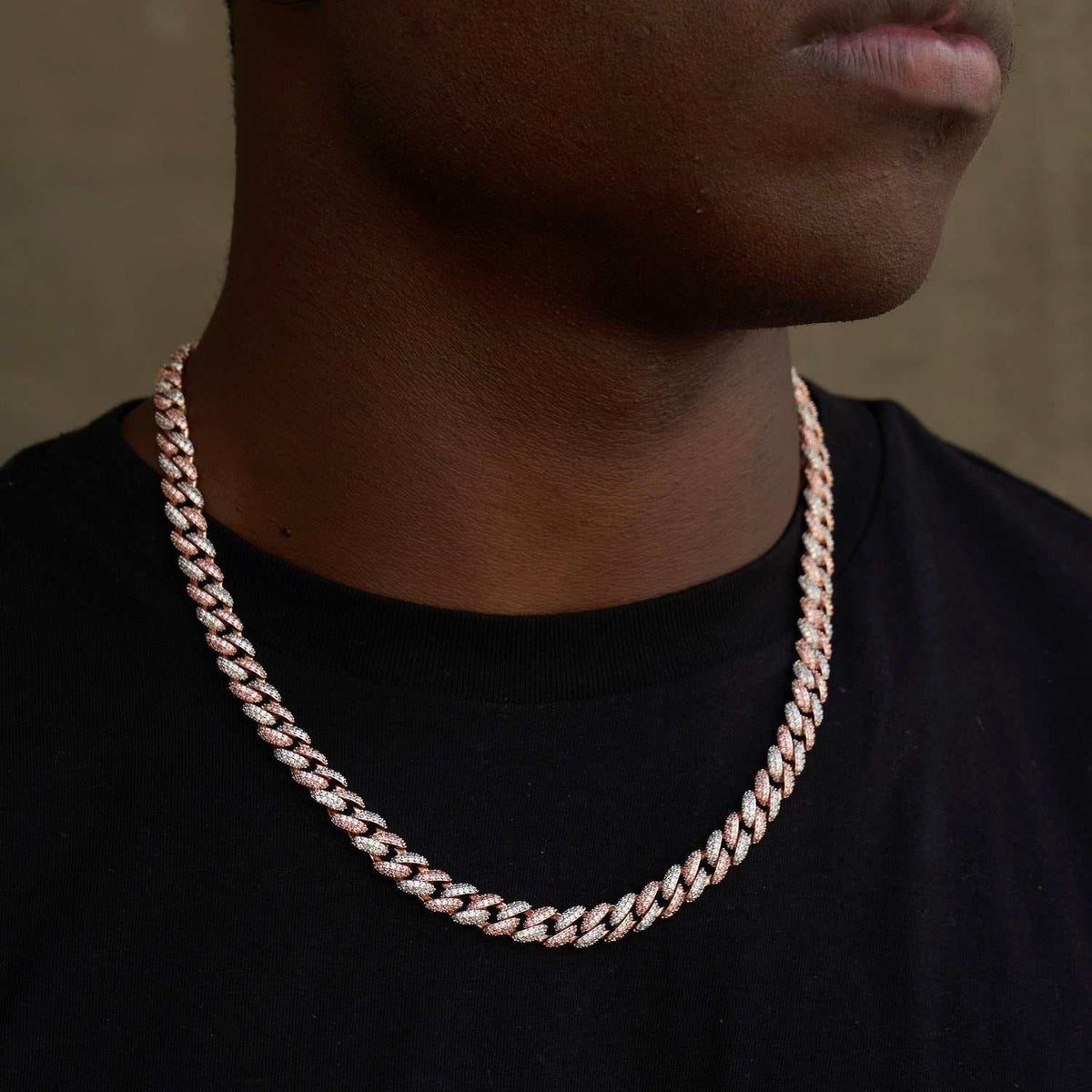 GLD Diamond Cuban Chain in Rose/White Gold - 8.5mm