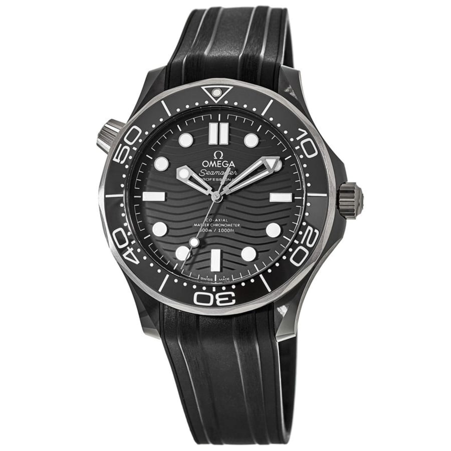 Omega Seamaster Diver 300M Black Dial Rubber Strap Men's Watch 210.92.44.20.01.001