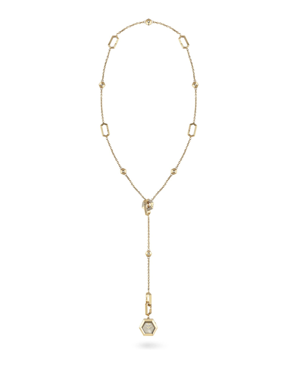 $nake Hexagon Crystal Necklace Watch