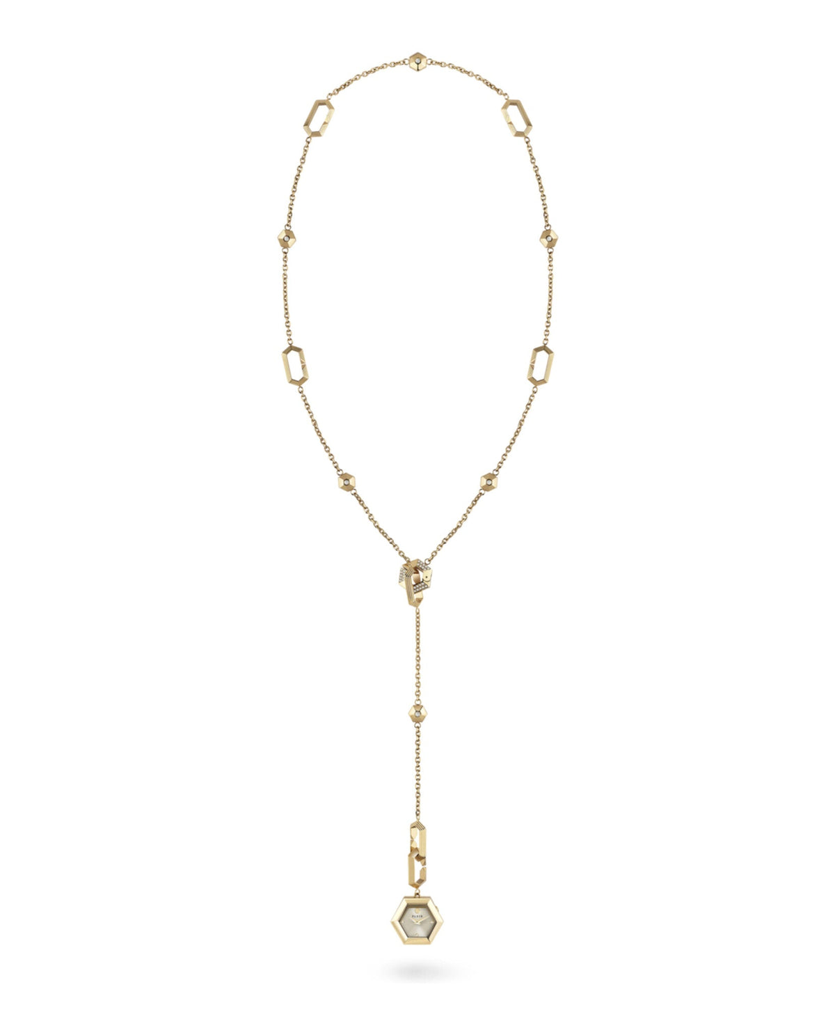 $nake Hexagon Crystal Necklace Watch