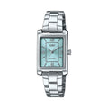 Casio Women’s Silver Analog Watch Aqua Dial Stainless Steel Bracelet - LTP-1234DD-2ADF