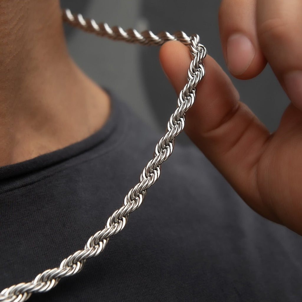 GLD Rope Chain in White Gold- 6mm