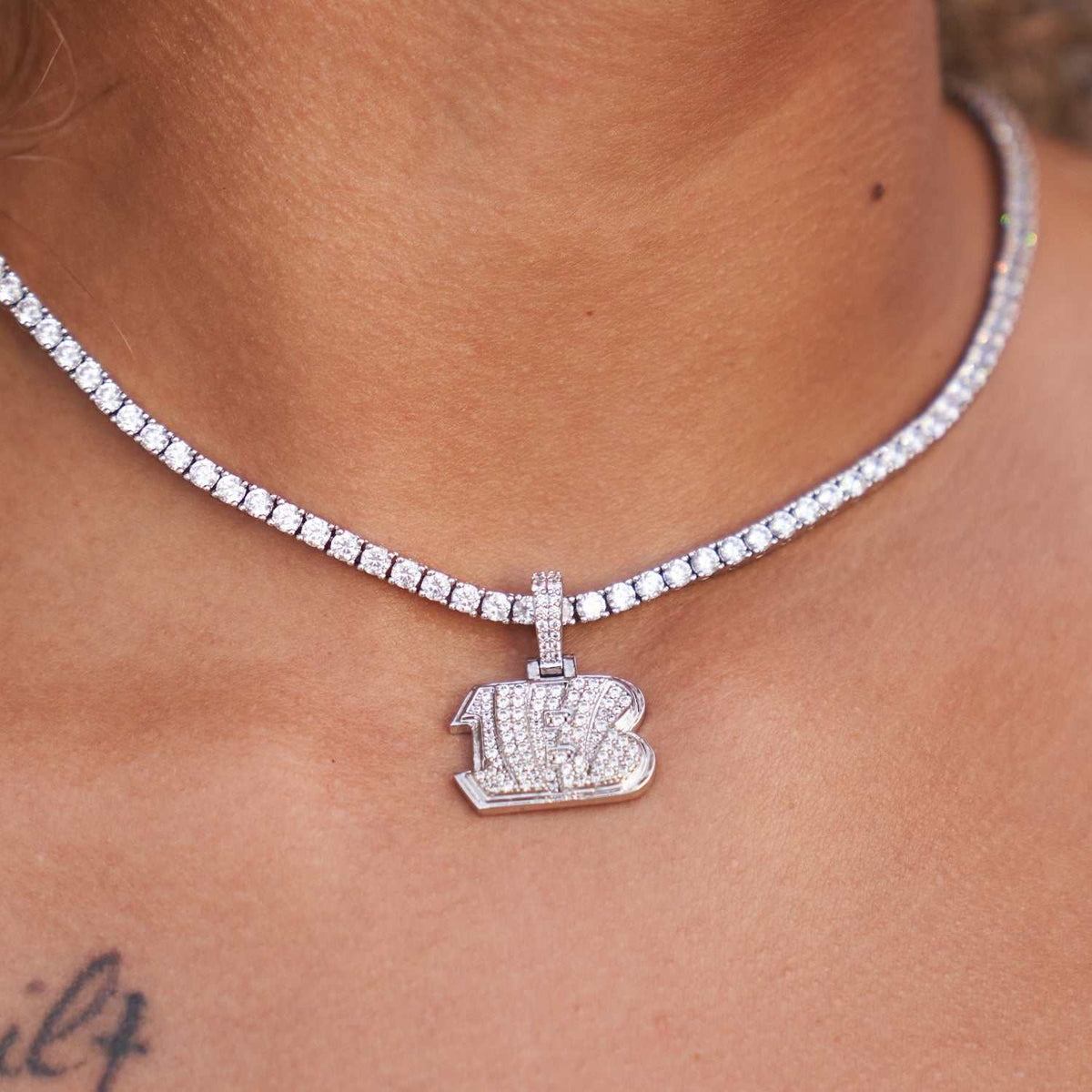 Cincinnati Bengals Official NFL Micro Logo Pendant - White Gold