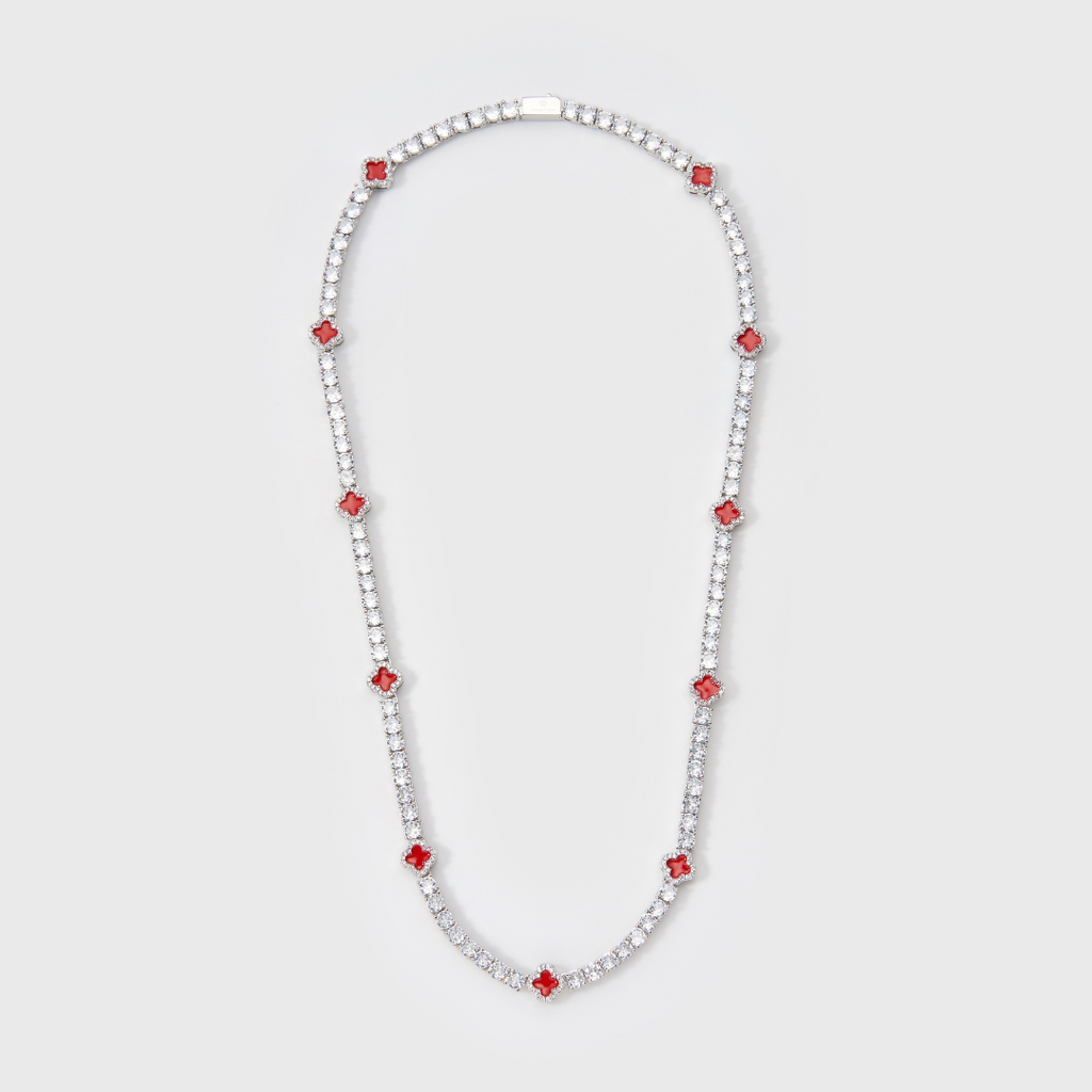 Women's Red Clover Tennis Chain (Silver) - 4mm