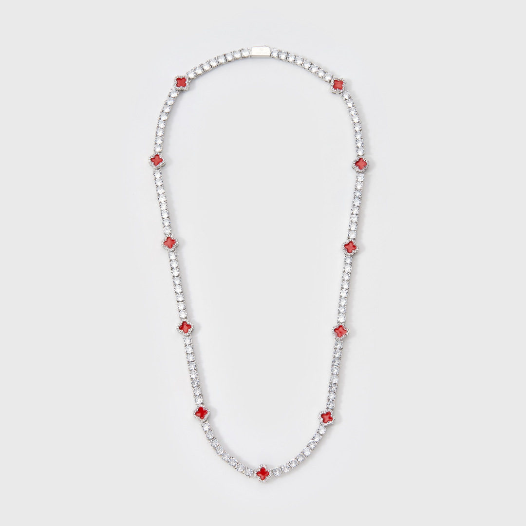 Women's Red Clover Tennis Chain (Silver) - 4mm