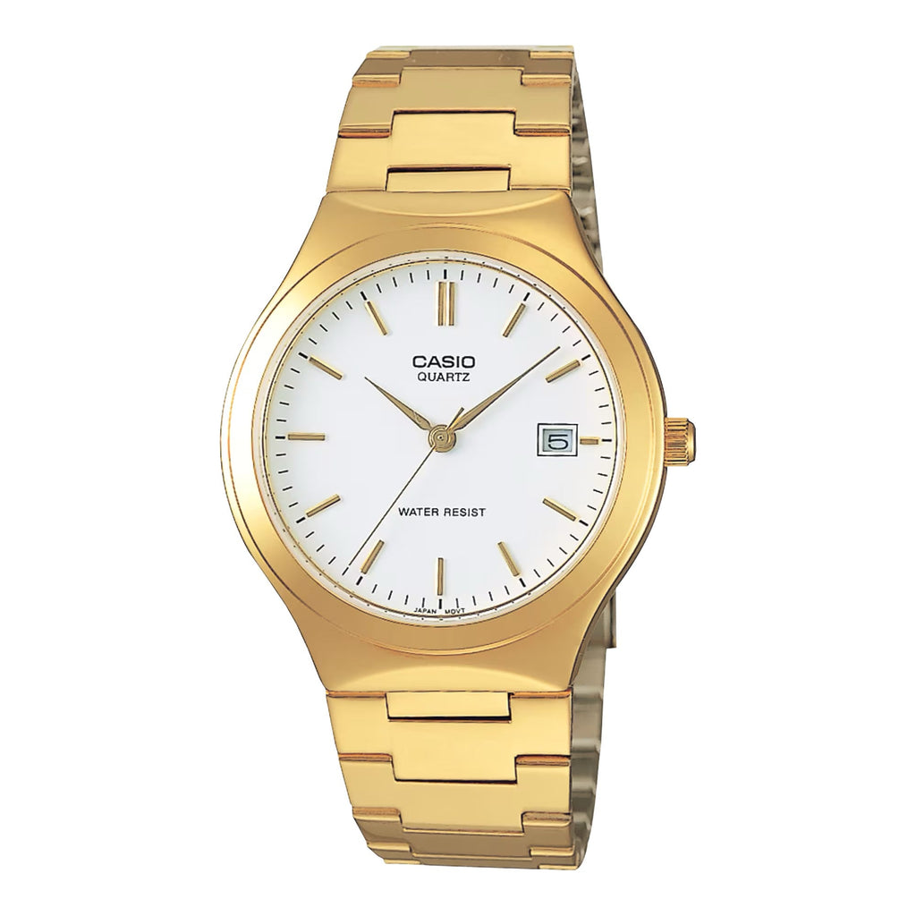 Casio Men’s Gold-Tone Analog Quartz Watch with White Dial - MTP-1170N-7A