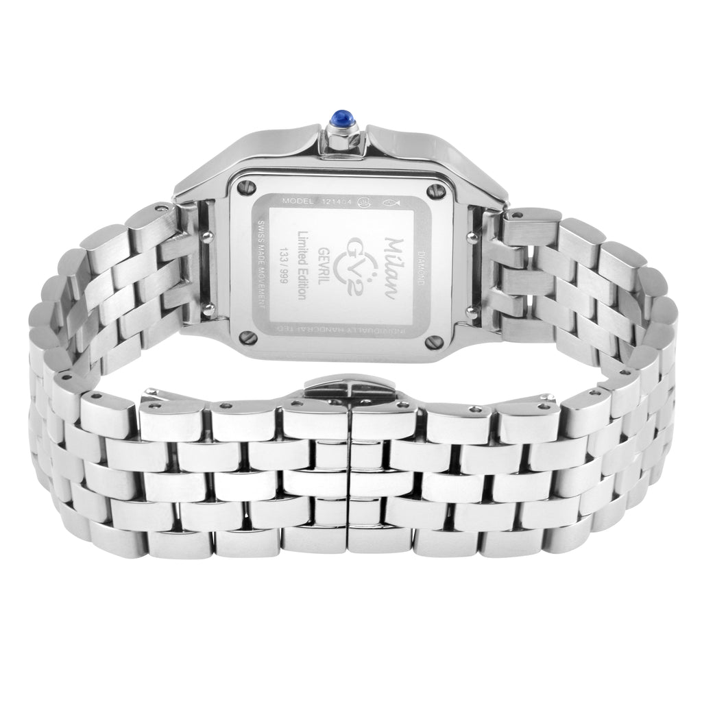 GV2 Milan Women's 316L Stainless Steel  Black Onyx Dial, Stainless Steel Bracelet Watch