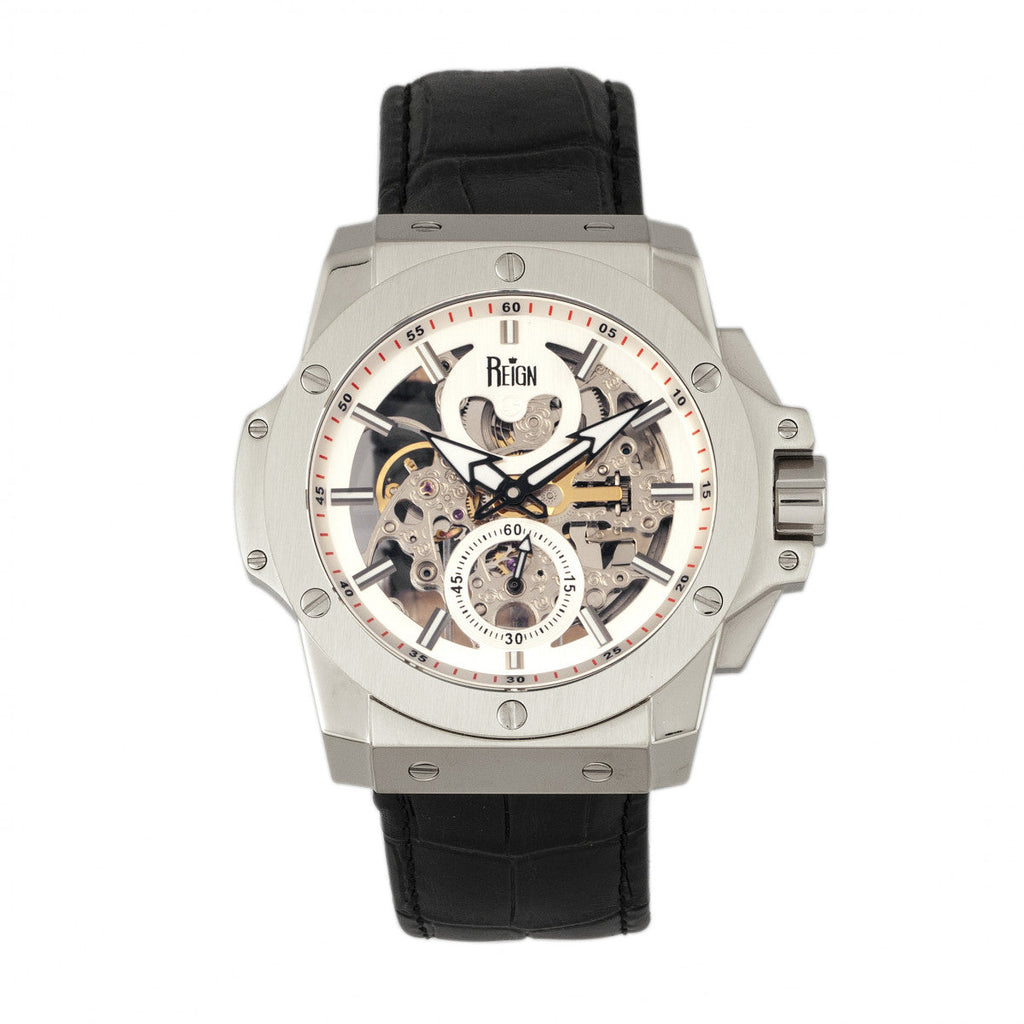 Commodus Automatic Skeleton Leather-Band Watch