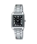 Casio Women’s Silver Watch with Black Roman Dial - LTP-V007D-1BUDF