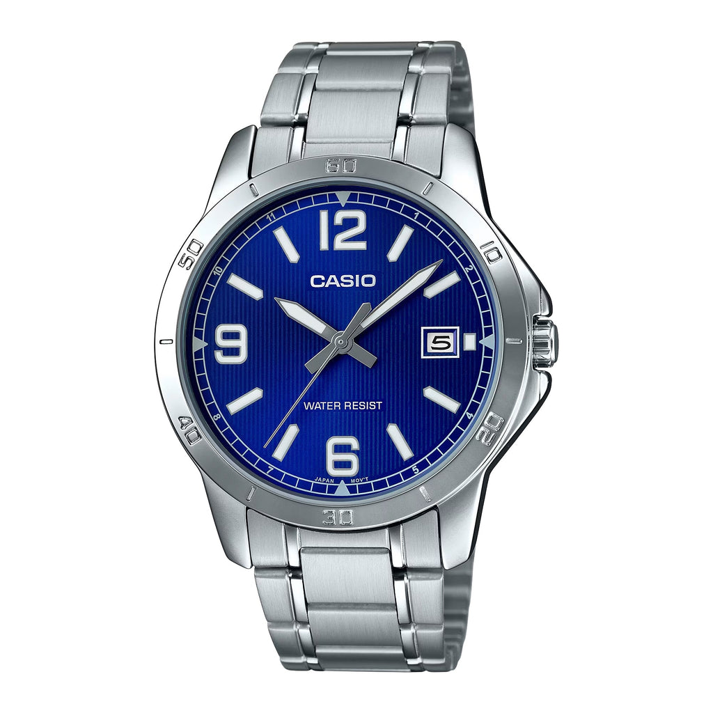 Casio Men’s Blue Dial Analog Watch with Stainless Steel Bracelet - MTP-V004D-2BUDF