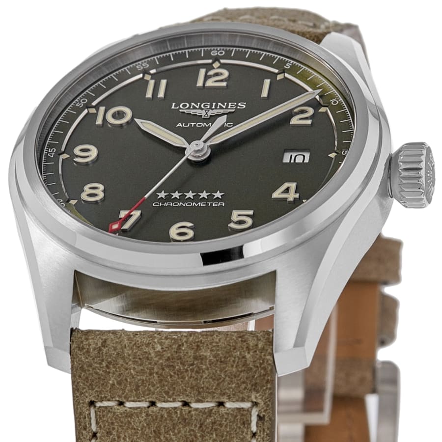 Longines Spirit Automatic Green Dial Leather Strap Men's Watch L3.810.4.03.2