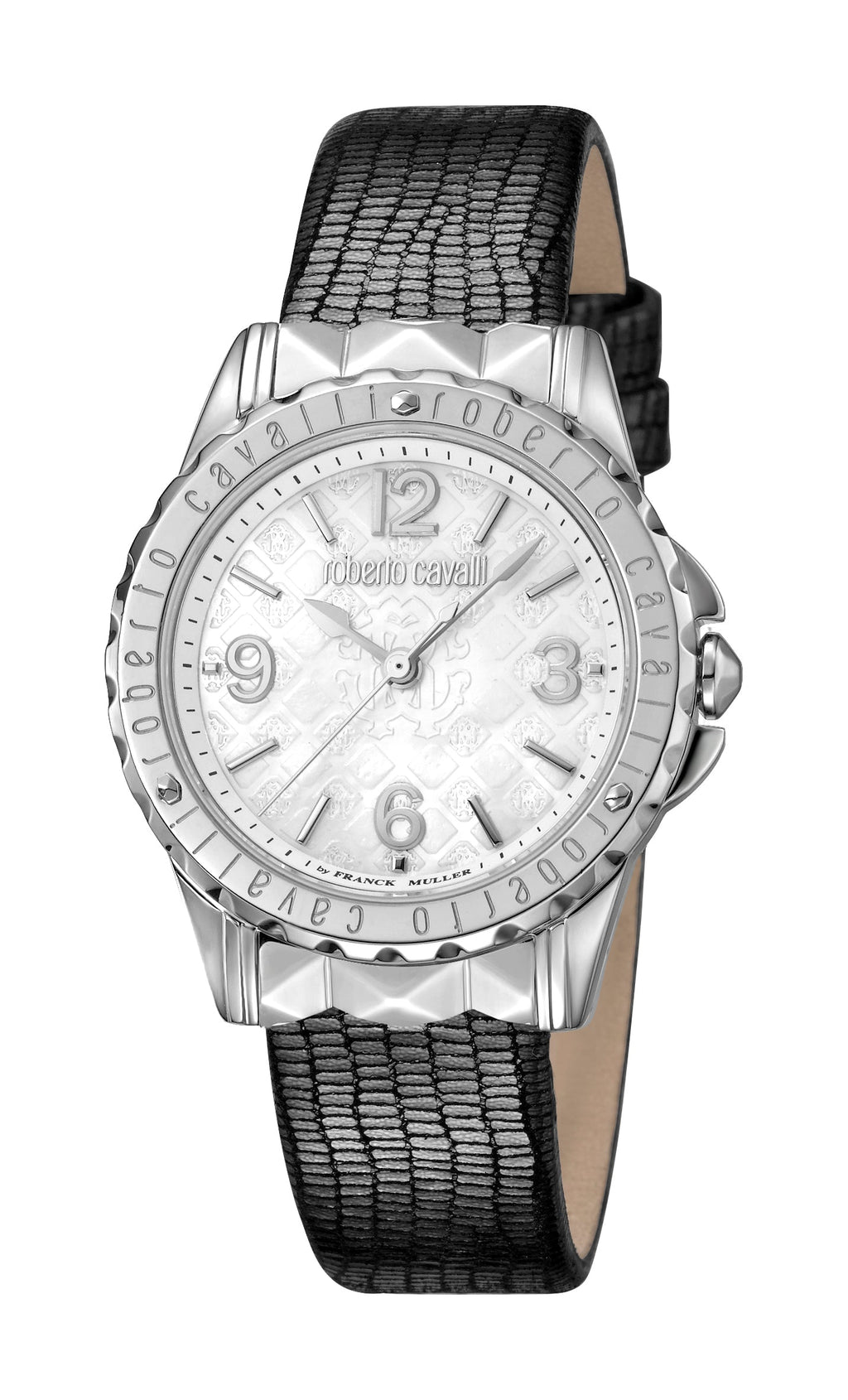 Roberto Cavalli Women's Silver Dial Grey Leather Watch