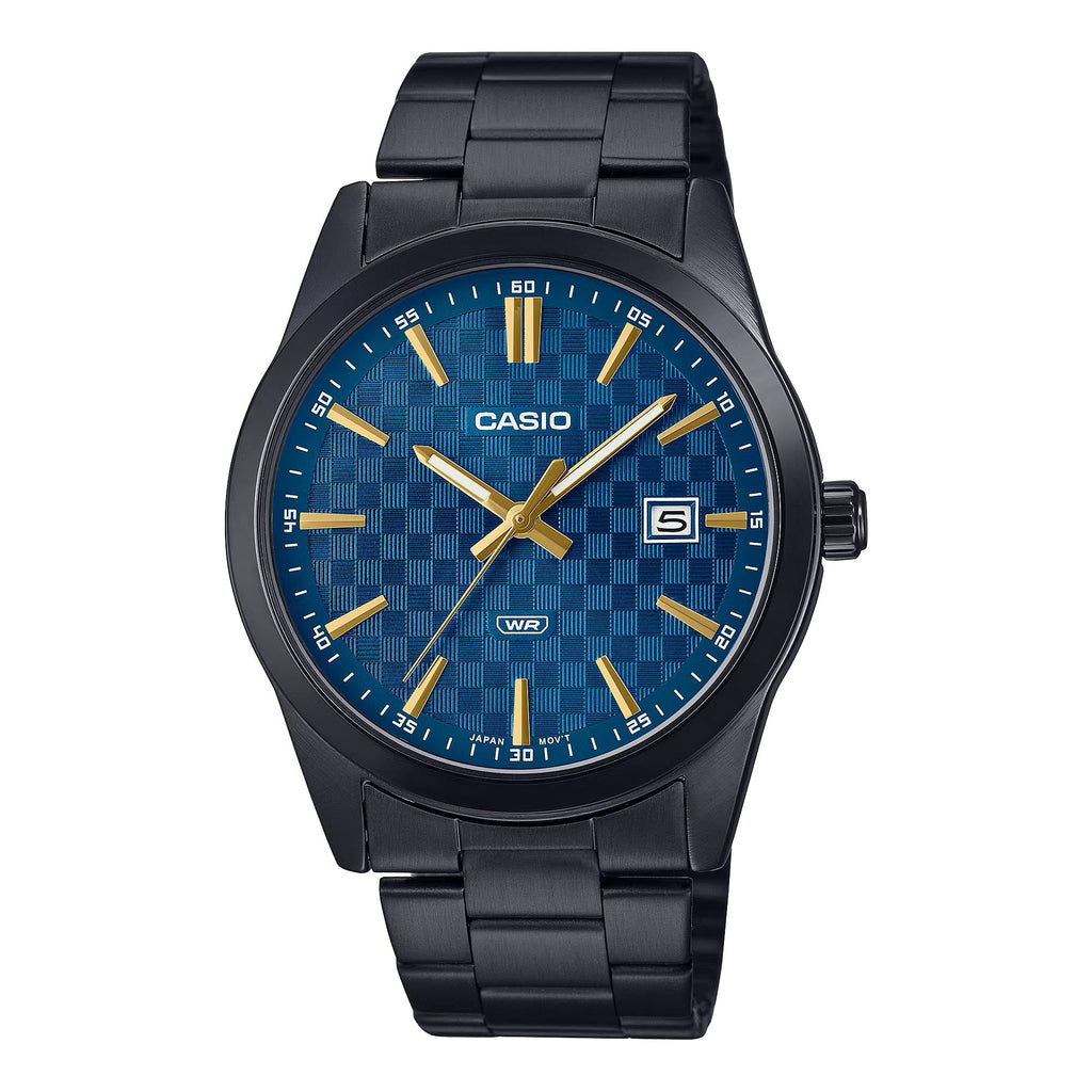 Casio Men’s Black Watch with Blue Dial - MTP-VD03B-2AUDF