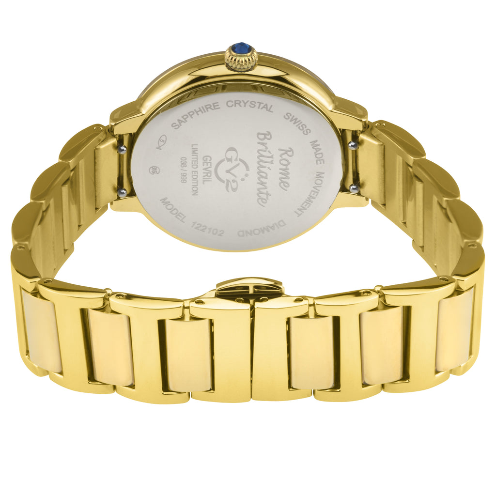 GV2 Rome Brillante Women's Diamond 316L Stainless Steel Case,White  Dial, 316L Stainless Stee IPYG  Watch