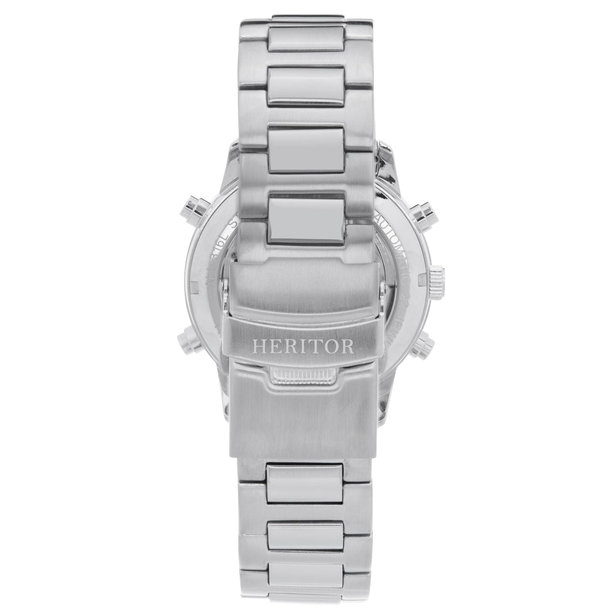 Heritor Automatic Wilhelm Semi-Skeleton Bracelet Watch w/Day/Date - Silver