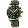 Longines Spirit Flyback Automatic Chronograph Green Dial 18K Yellow Gold Bezel Leather Strap Men's Watch L3.821.5.53.2