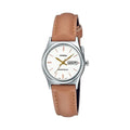 Casio Women’s White Dial Brown Leather Strap Watch - LTP-V006L-7B2UDF