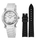 Chopard Happy Sport Medium 36mm Floating Diamond Rubber Strap Women's Watch 278582-3001