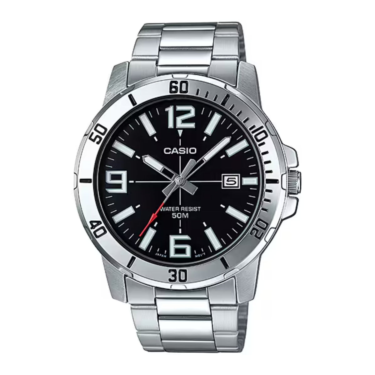 Casio Men’s Black Dial Analog Watch Steel Bracelet - MTP-VD01D-1BVUDF