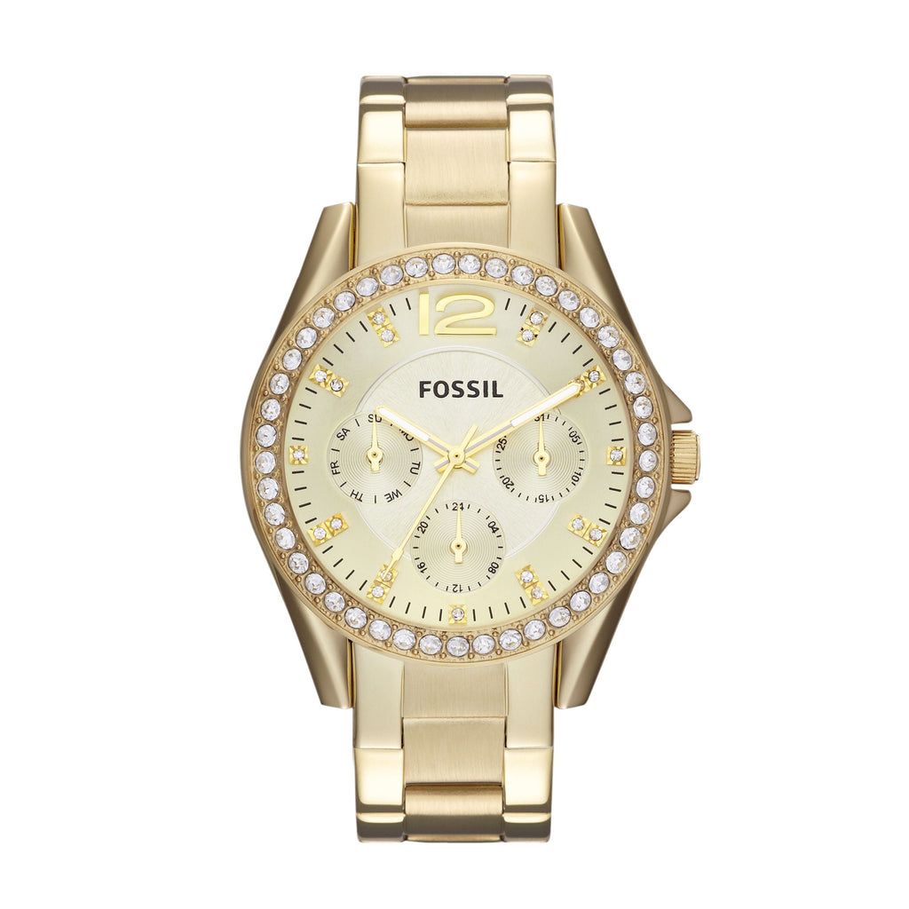 Fossil Women's Riley 38mm Multifunction, Gold-Tone Stainless Steel Watch