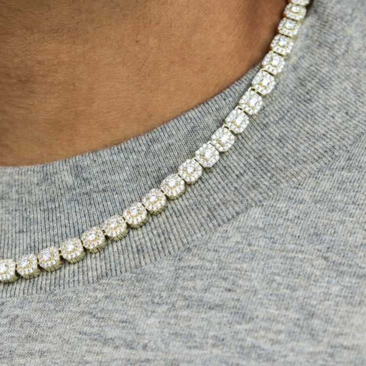 Micro Clustered Tennis Chain - Yellow Gold