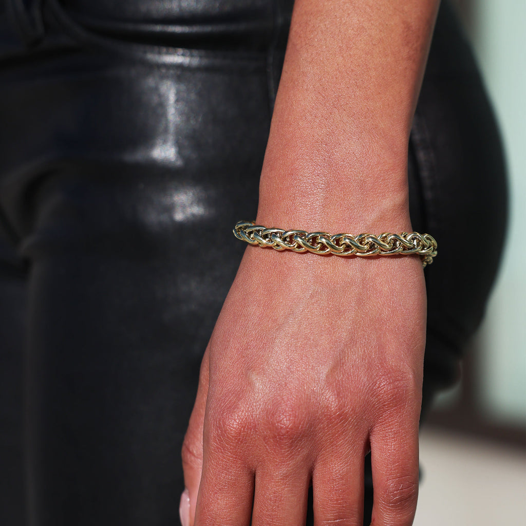 Palm Chain Bracelet in Yellow Gold - 8mm