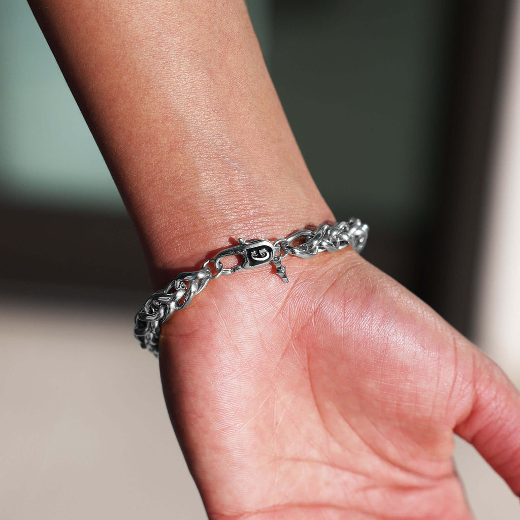 Palm Chain Bracelet in White Gold - 8mm
