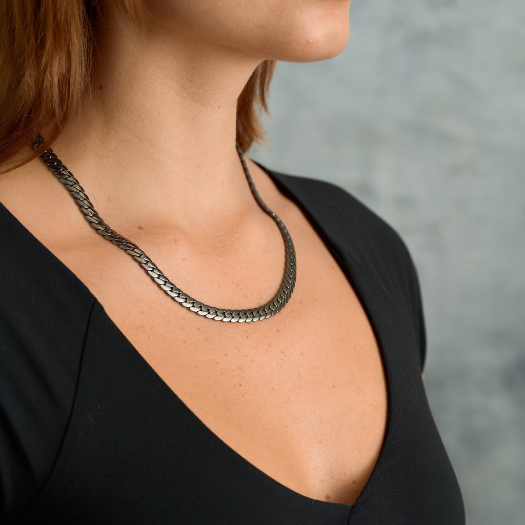 South Beach Cuban Chain Necklace in Black - 8mm