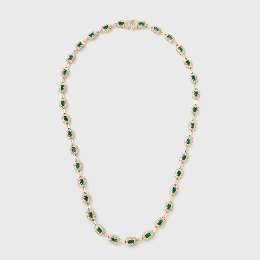 Women's Green Gemstone Chain (Gold) - 7mm