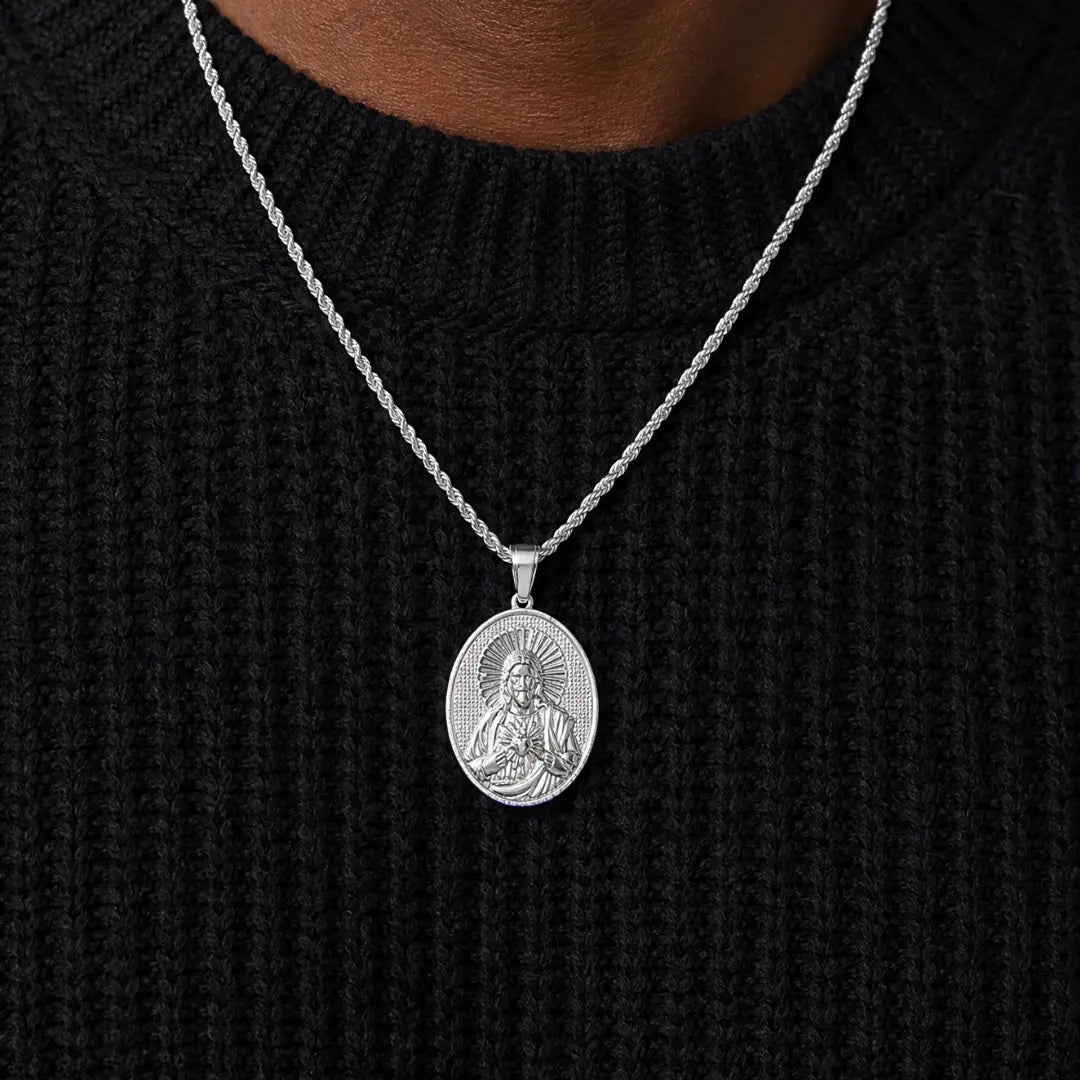 Jesus Sacred Heart Pendant (Silver)