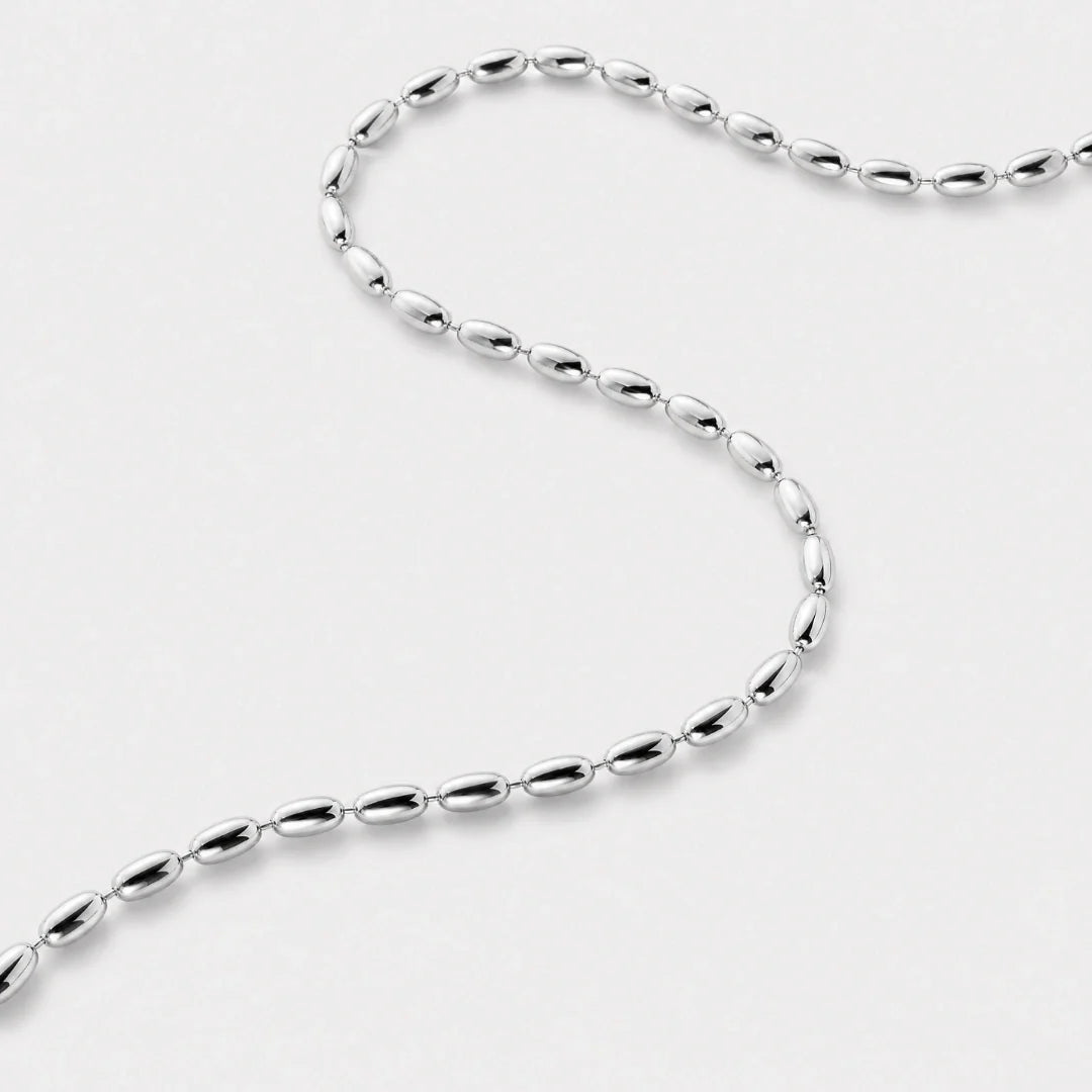 Women's Oval Bead Chain (Silver) - 2.5mm