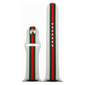 Unisex Striped Silicone Apple Watch Band -42Mm In White