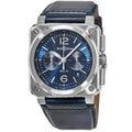 Bell & Ross BR 03-94 Chronograph 42mm Blue Dial Blue Leather Strap Men's Watch BR0394-BLU-ST/SCA