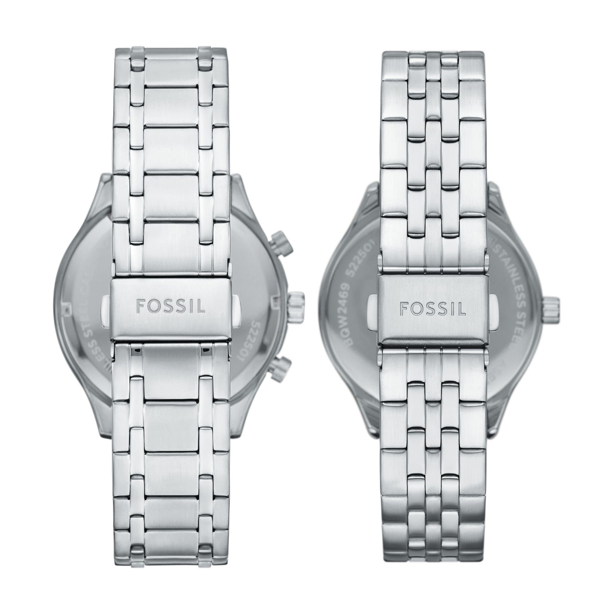 Fossil Men's Fenmore 44mm Multifunction Silver-Tone Bracelet Watch Set