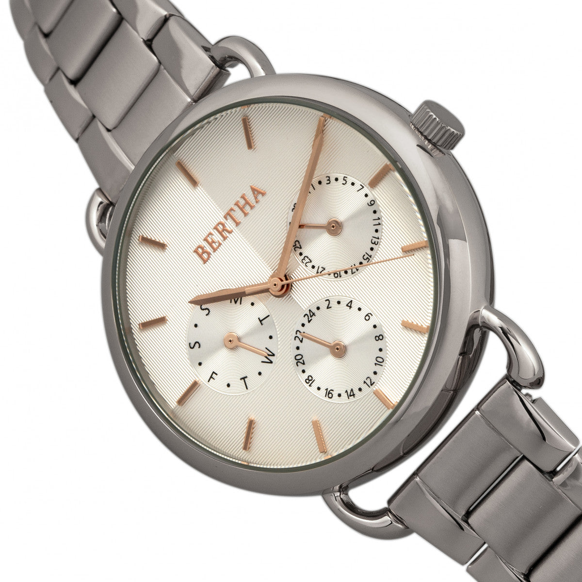 Gwen Leather-Band Watch with Day & Date