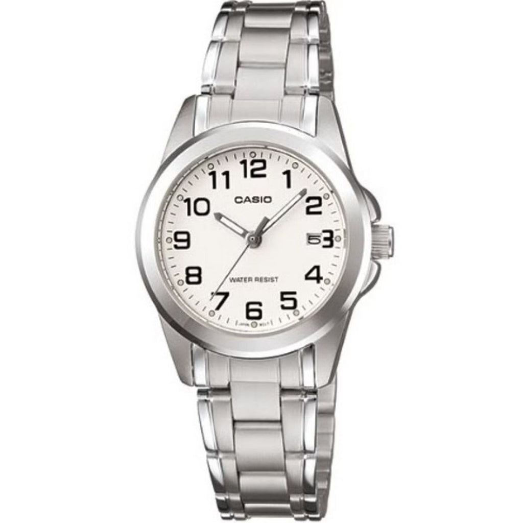 Casio Women’s Silver Stainless Steel Analog Watch with White Dial - LTP-1215A-7B2