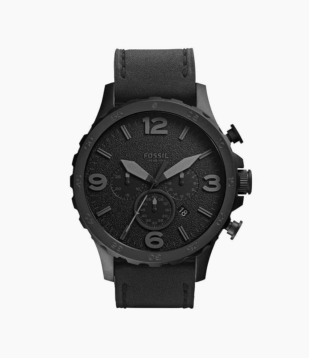 Fossil Men's Nate 50mm Chronograph Black Stainless Steel Watch
