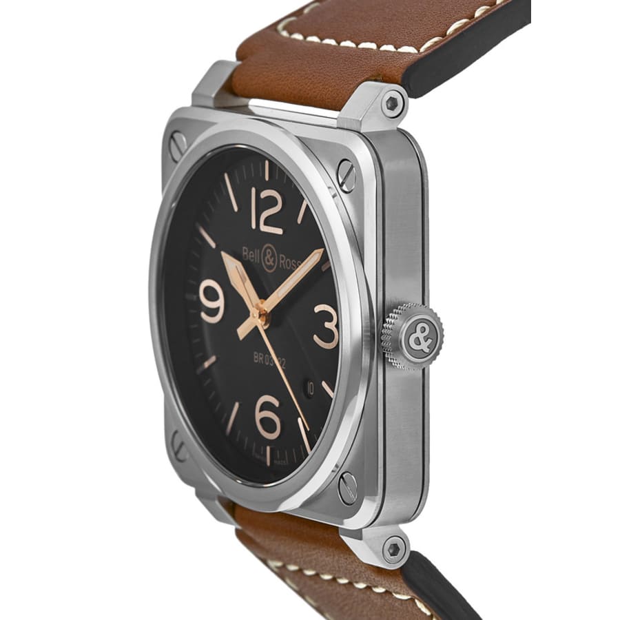 Bell & Ross BR 03-92 42mm Black Dial Leather Strap Men's Watch BR0392-GH-ST/SCA