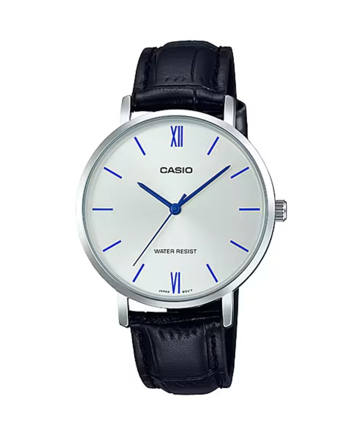 Casio Women’s White Dial Black Leather Strap Watch - LTP-VT01L-7B1UDF
