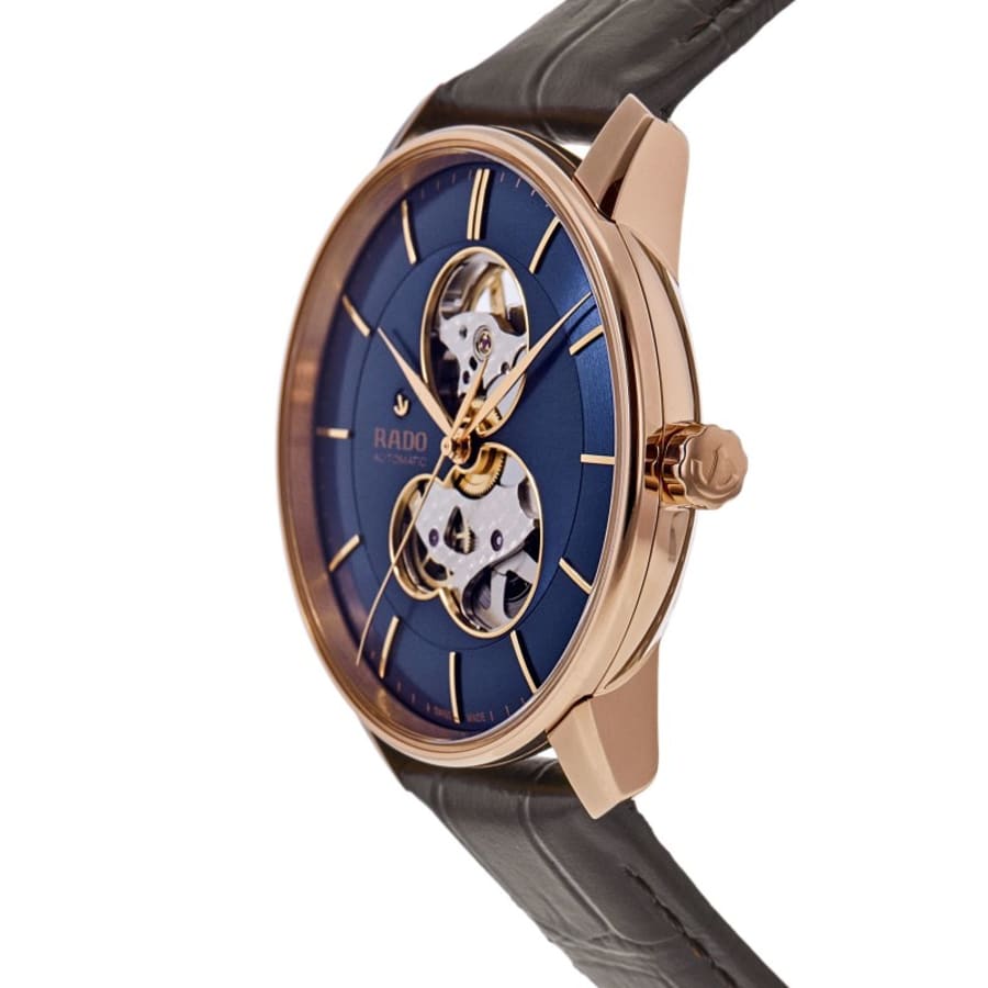 Rado Coupole Automatic Open Heart Blue Dial Leather Strap Men's Watch R22895215