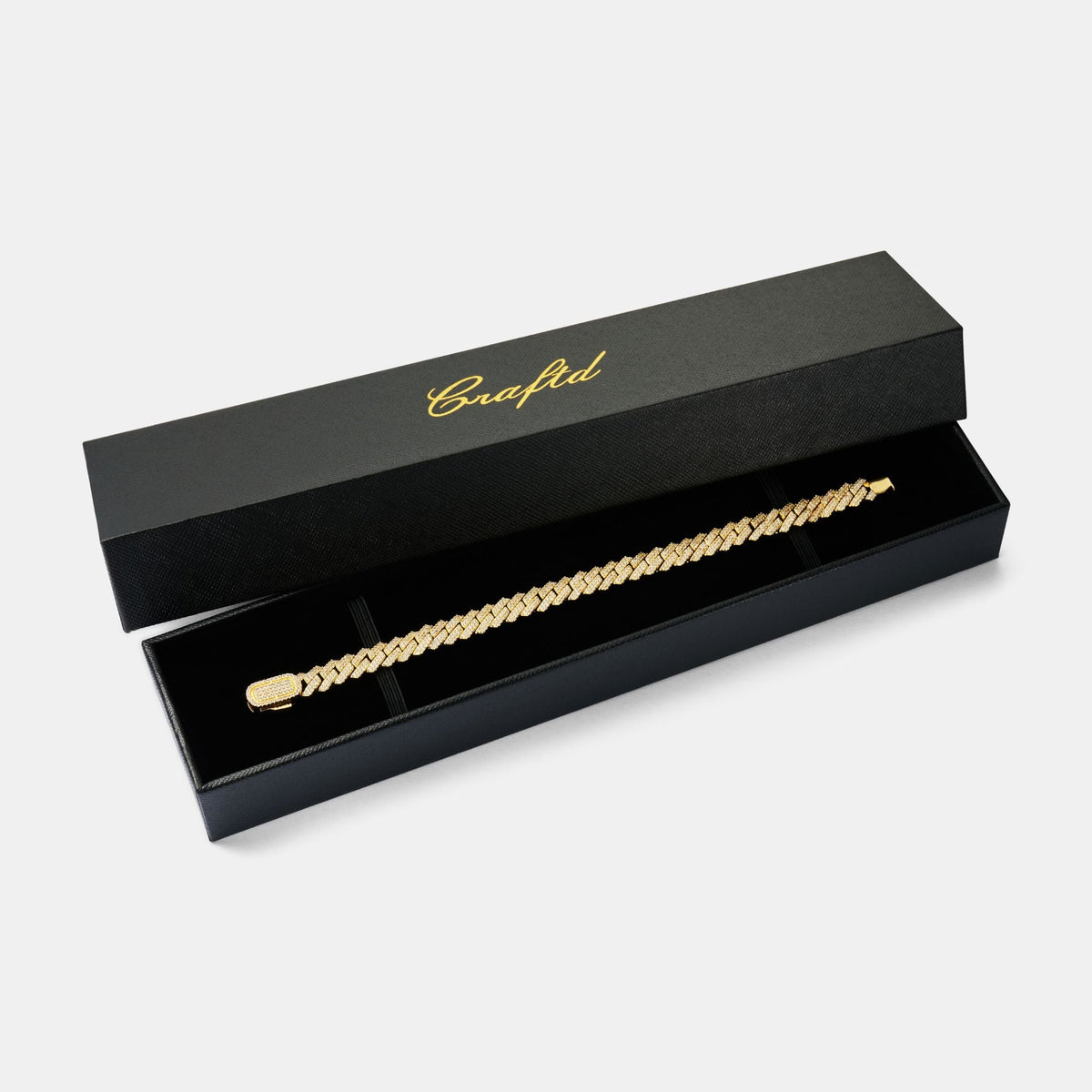 Prong Link Iced Cuban Bracelet (Gold) 8mm