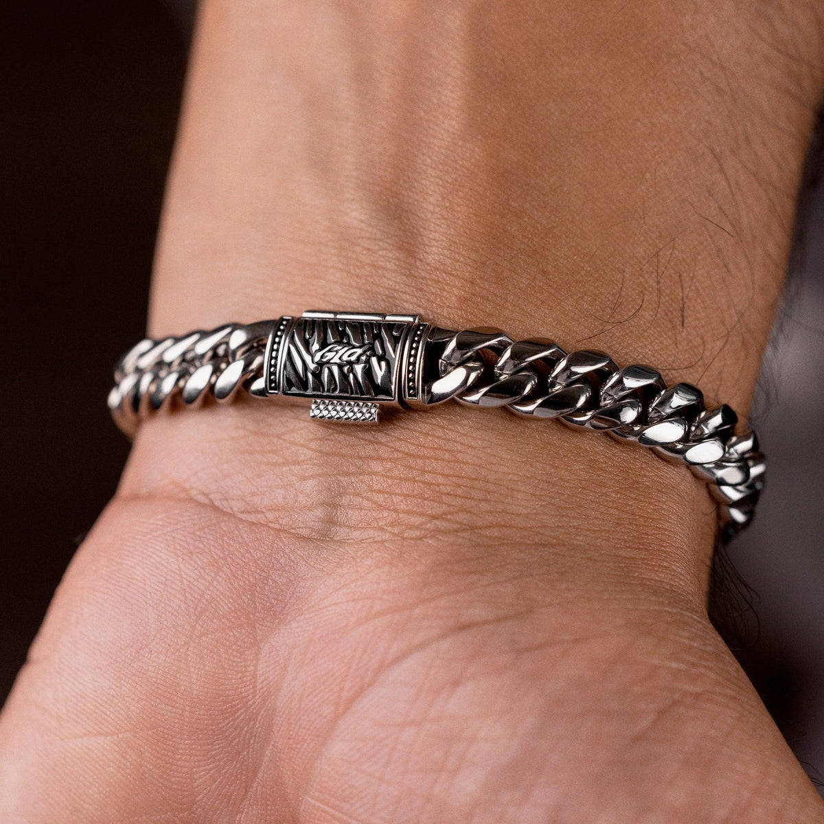 GLD Miami Cuban Link Bracelet in White Gold- 8mm