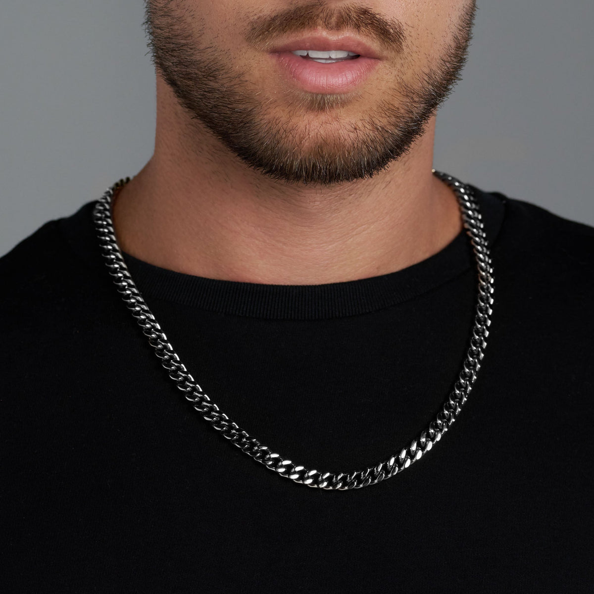 Cuban Link Chain + Bracelet (Silver) - 8mm