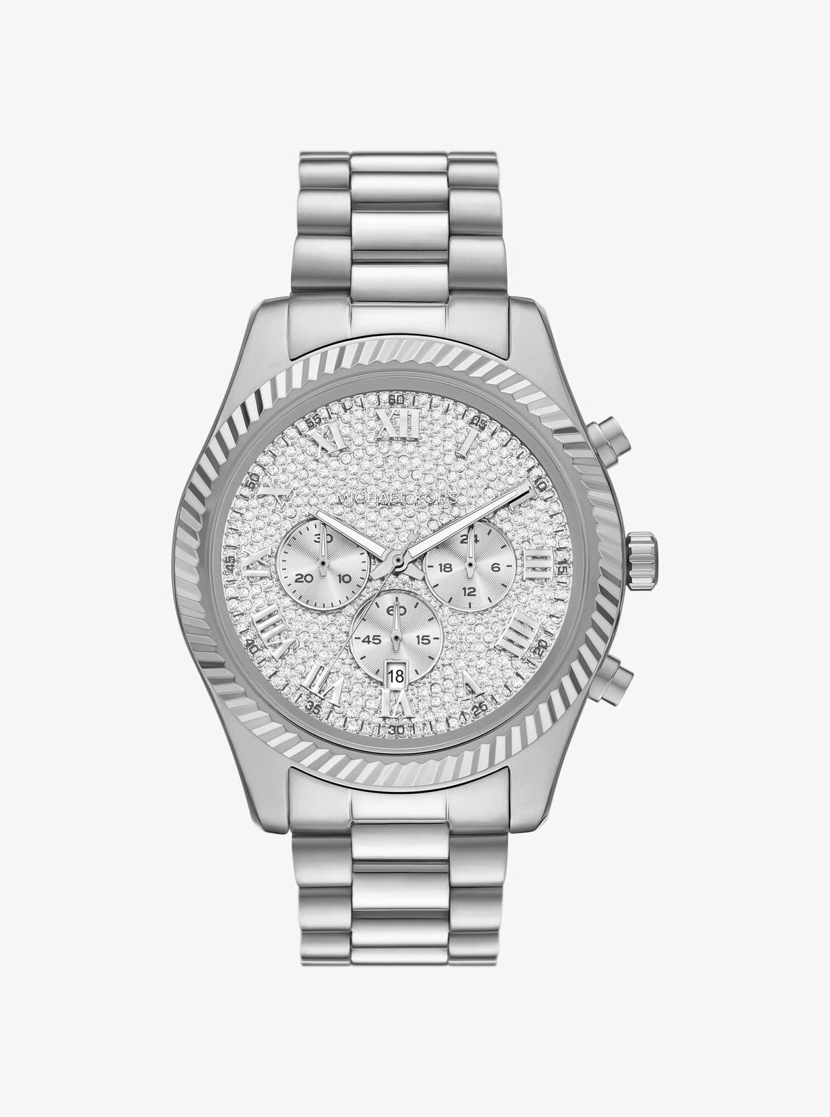 Oversized Lexington Pavé Silver-Tone Watch